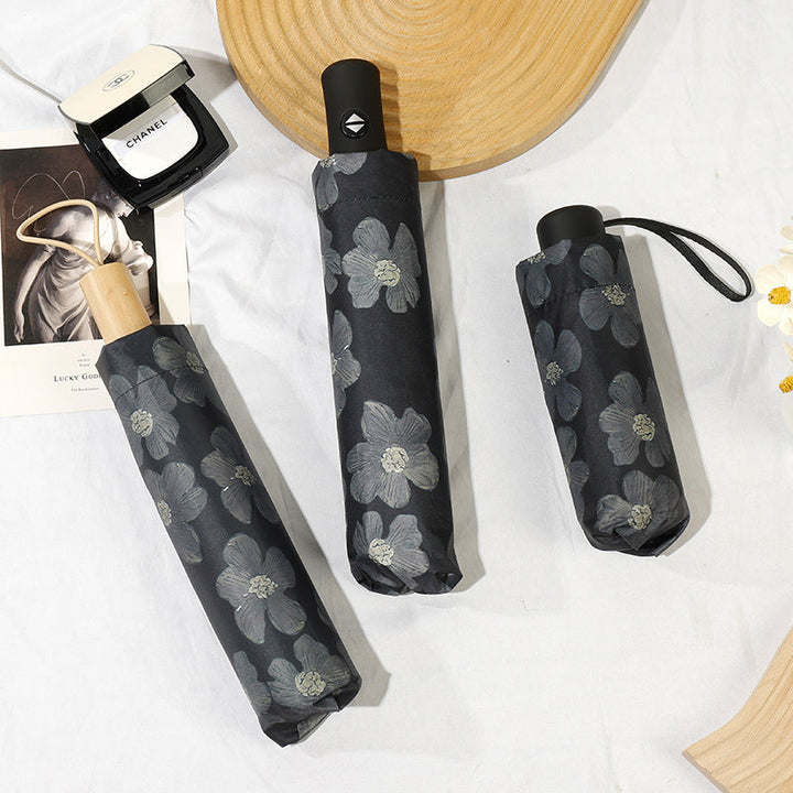 Ladies Mini Folding Umbrella with Elegant Floral Print Kalsten