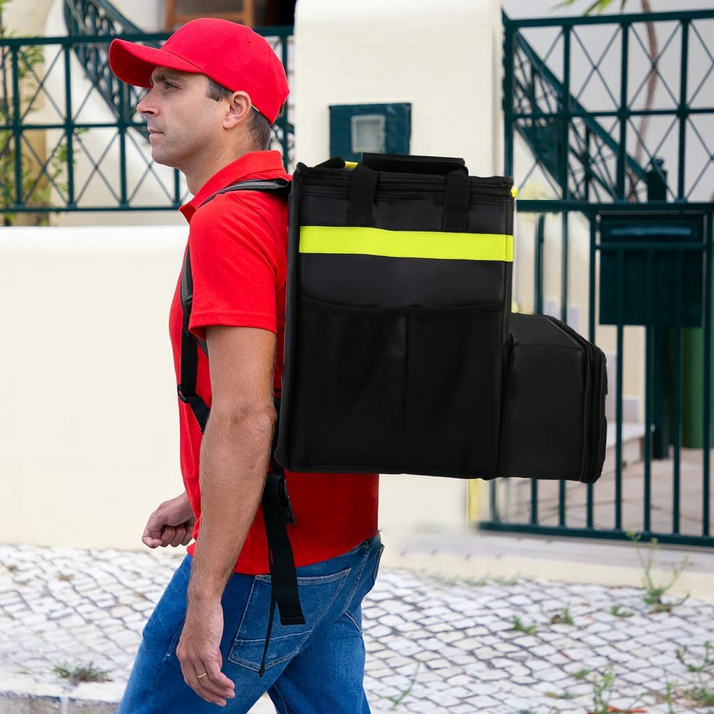Women's Insulated Pizza Delivery Bag with Drink Holders and Reflective Elements Kalsten