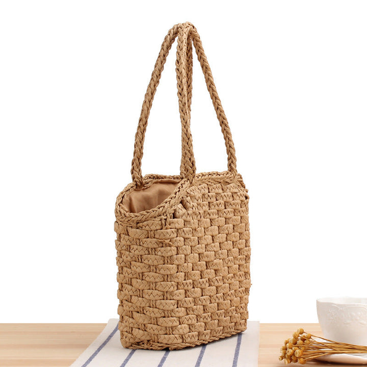 Robust basket bag with braided carrying straps Kalsten