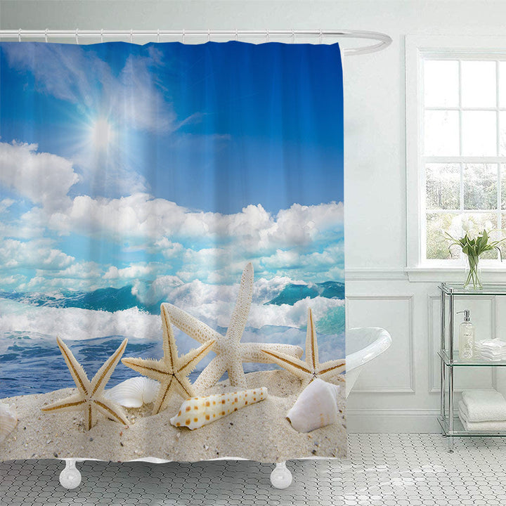 Beach-Themed Shower Curtain Kalsten