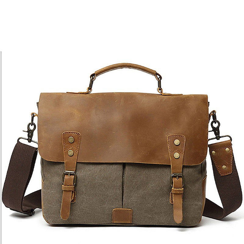 Robust Briefcase Made of Durable Canvas and Leather Kalsten