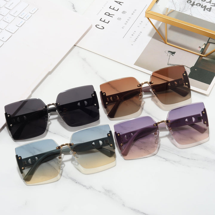 Women's High-Quality Rectangular Sunglasses with Fashionable Metal Frame Kalsten