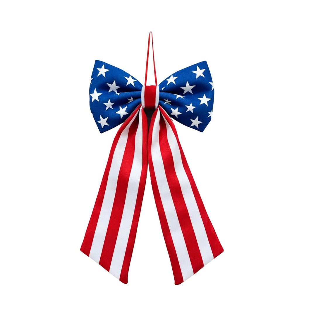 Unisex nan outdoor double-layer American flag ribbon bow with alligator fence clip Kalsten
