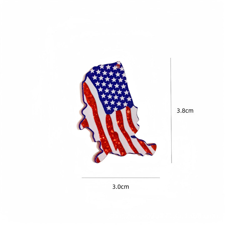 Unisex nan heart-shaped USA flag pendant acrylic with hole Kalsten