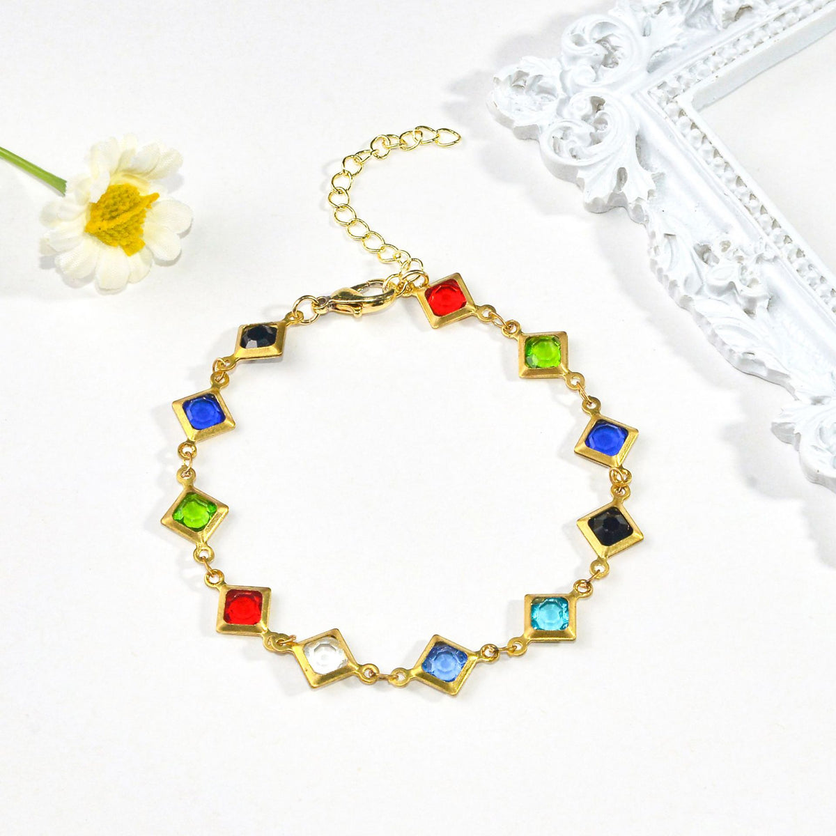 Colorful Gemstone Chain Bracelet Acalora 1788164354