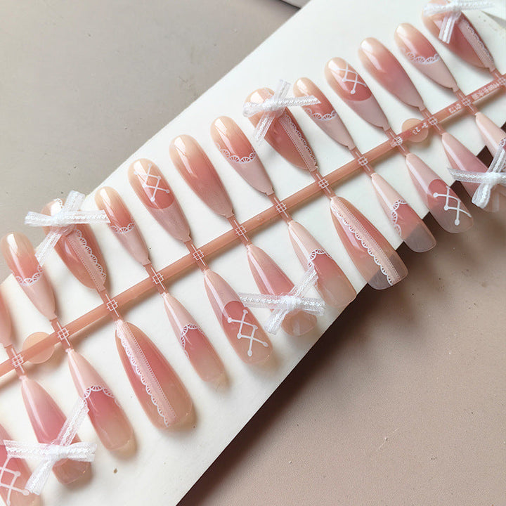 Artificial nail tips with romantic lace decorations Kalsten