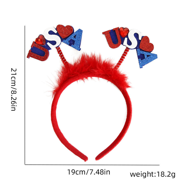 Unisex nan patriotic party headband with star pom poms and flag pendants Kalsten