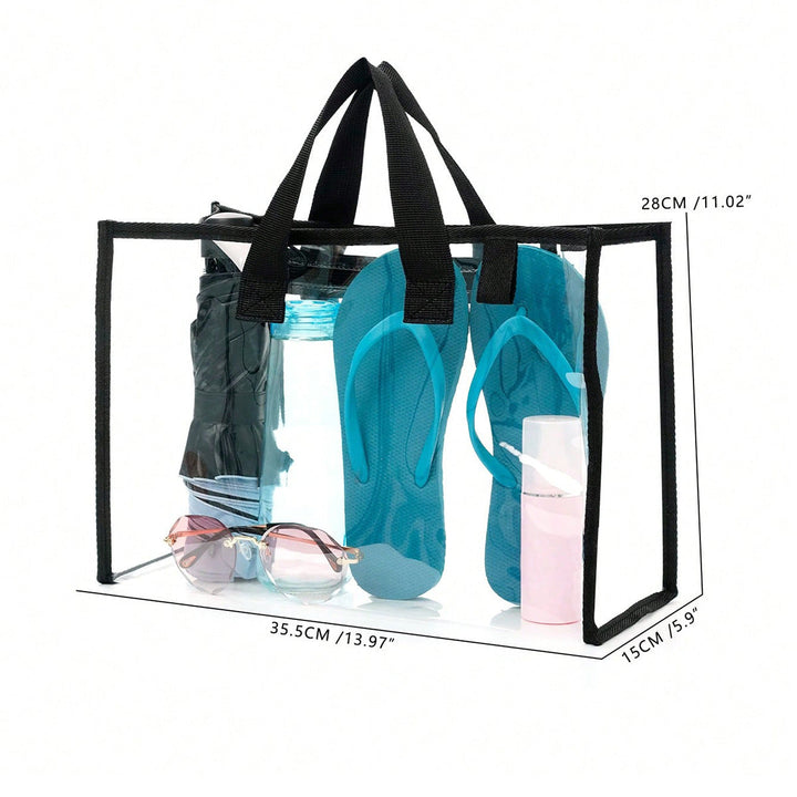 Transparent beach bag with sturdy carrying handles and various compartments Kalsten