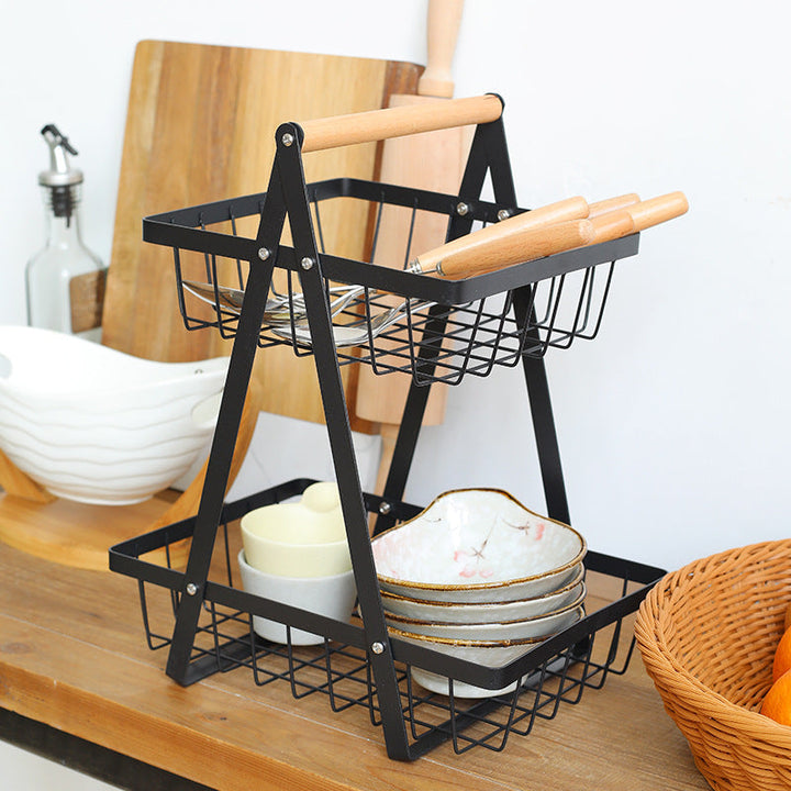 Sturdy Two-Tier Metal Storage Basket Kalsten