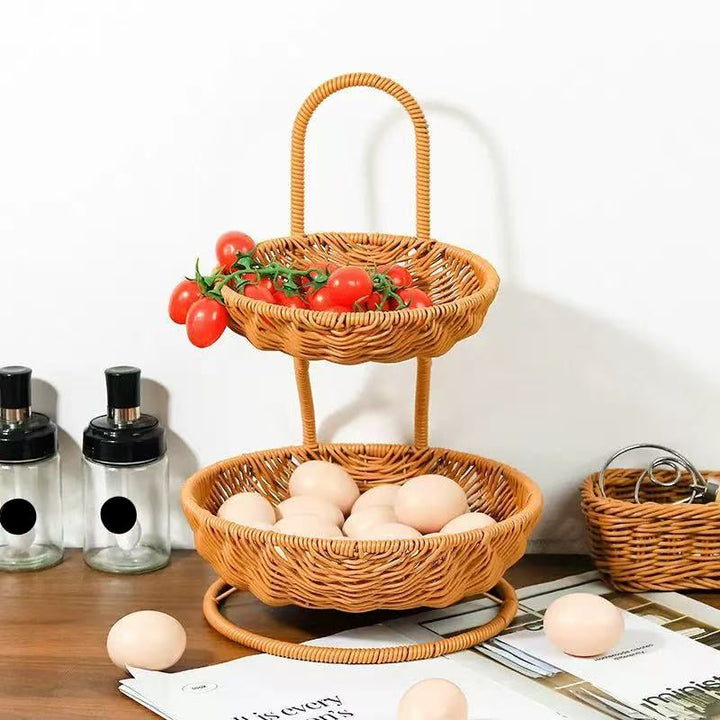 Two-Tiered Woven Serving Basket Kalsten