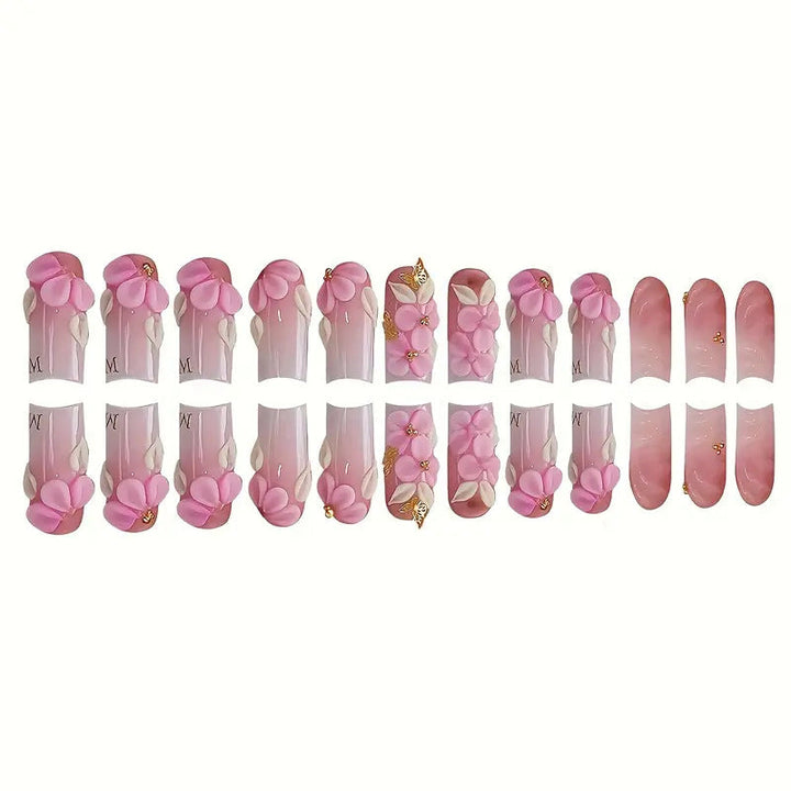 Floral-Accent Press-On Nail Art Kalsten