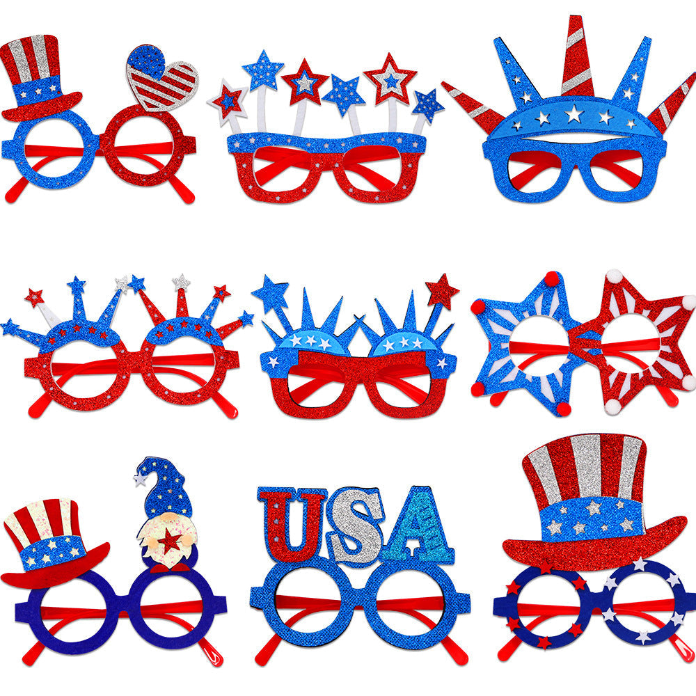 Unisex nan patriotic glitter novelty party glasses with USA letter topper Kalsten