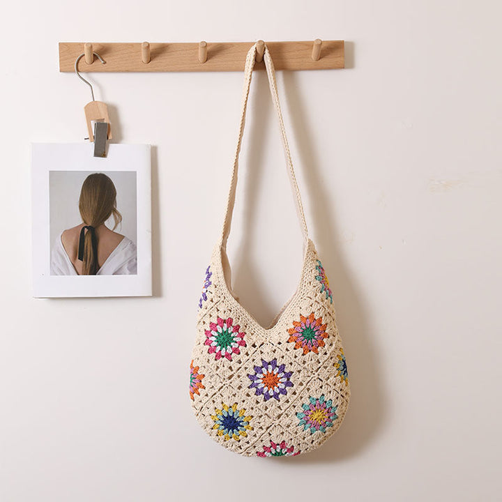 Handmade Crocheted Bag with Colorful Flower Design Kalsten