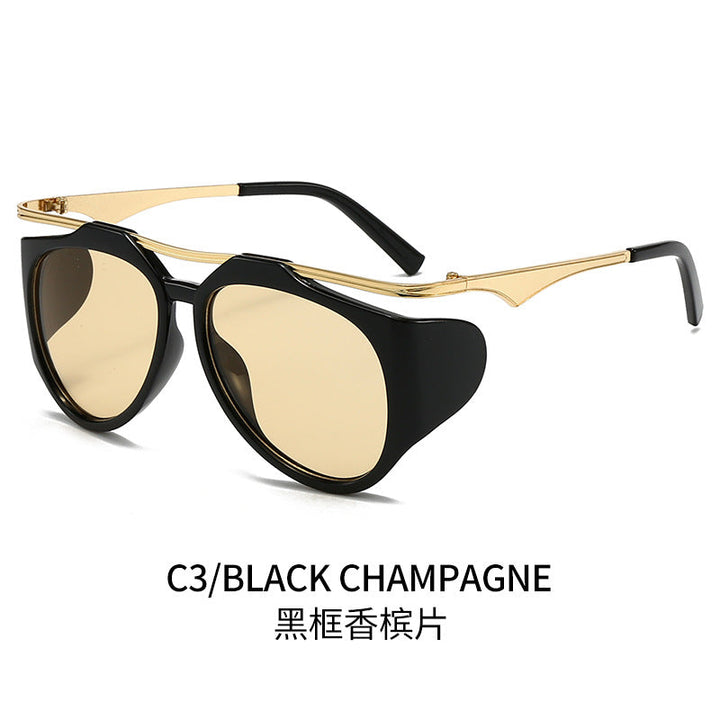 Ladies Fashion Sport Sunglasses with Oversized Frame and Golden Accents Kalsten