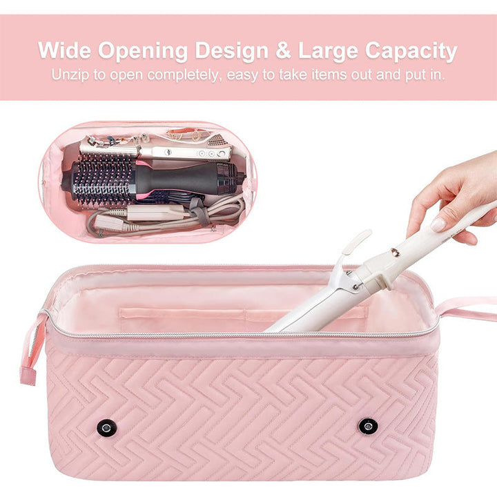 Cosmetic organizer bag with pre-made space for styling tools Kalsten