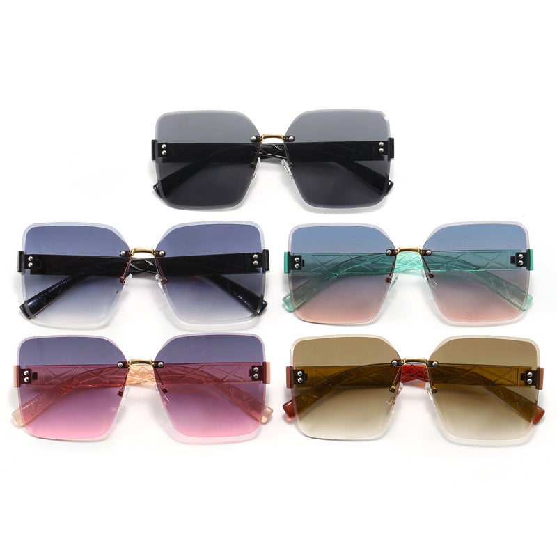 Women oversized square sunglasses with fashionable decor Kalsten