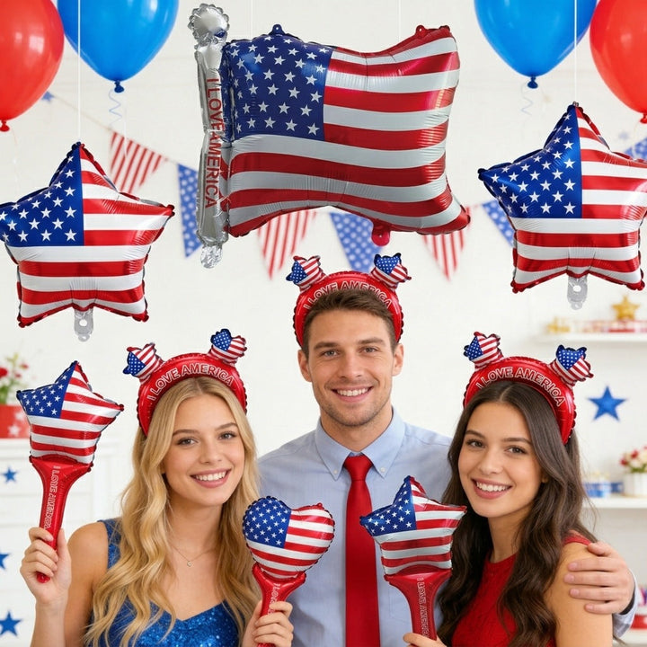 Unisex non-patriotic inflatable hairband with star ear bubbles and the inscription Kalsten