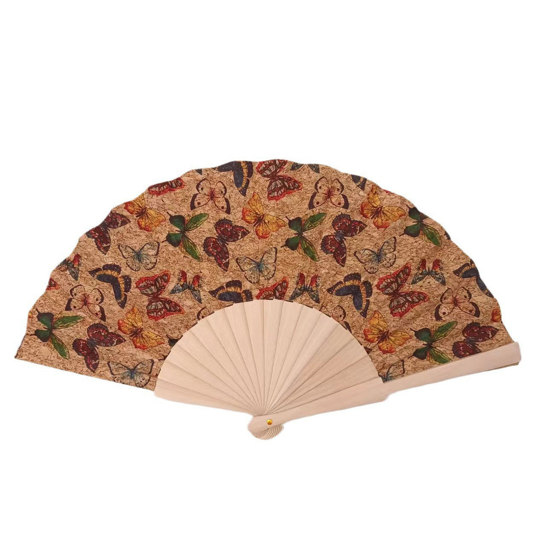 Ladies handcrafted fan made of cork and wood Kalsten