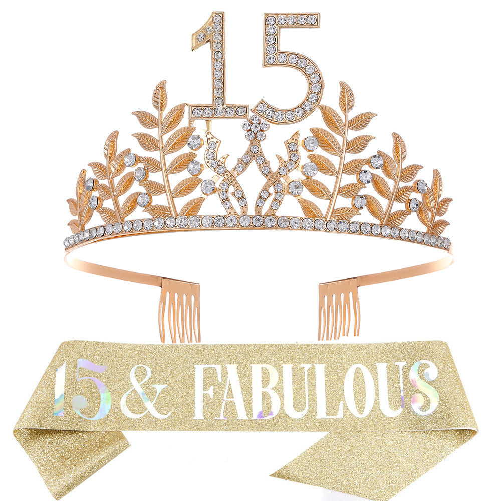 Women's Glamorous Birthday Crown with Shining Rhinestones Kalsten