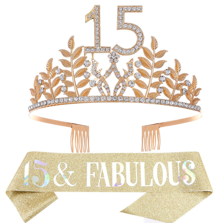 Women's Glamorous Birthday Crown with Shining Rhinestones Kalsten