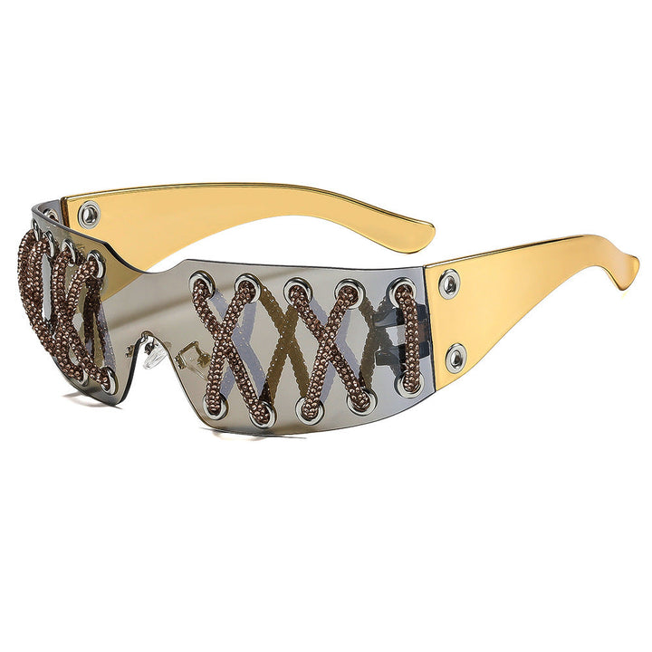 Women futuristic design sunglasses with unique decor Kalsten
