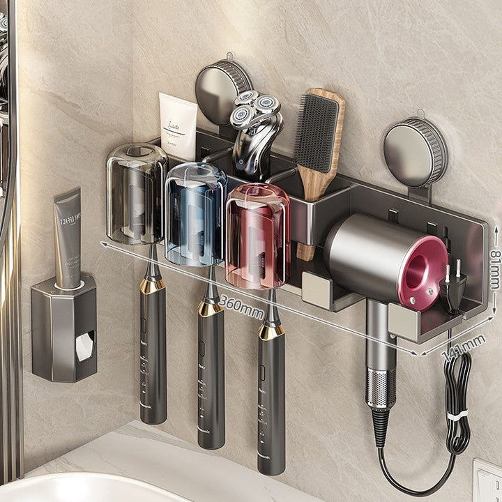 Wall-Mounted Hair Tool Organizer with Storage Compartment Kalsten