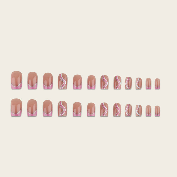 Artificial nails with elegant wave design and glitter accents Kalsten