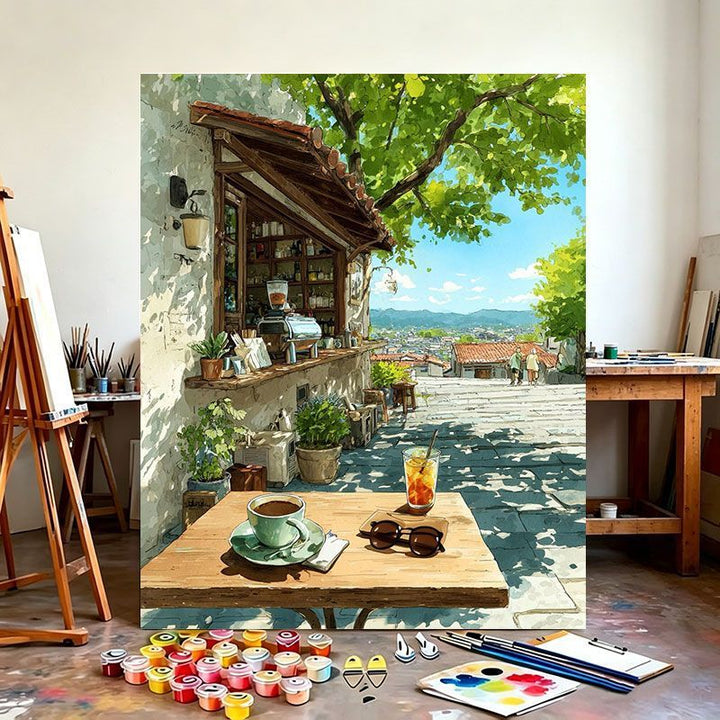 Urban Café Scene Canvas Art Print Kalsten