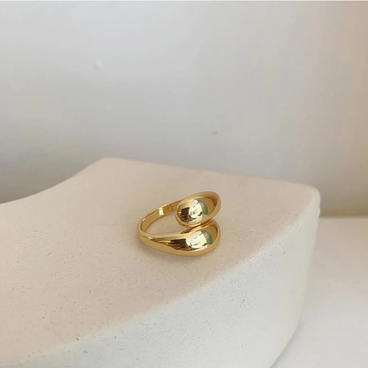 Modern double ring made of stainless steel Kalsten