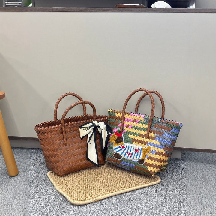 Handwoven basket bag with bamboo handles Kalsten