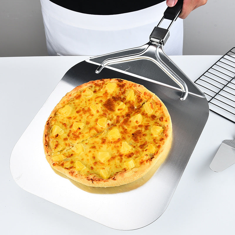 long-handled perforated pizza peel set with wooden handle stainless steel cutter and triangle server Kalsten
