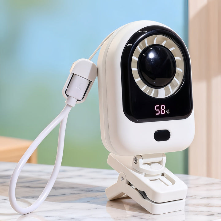 Women's portable table fan with LCD display and USB charging port Kalsten