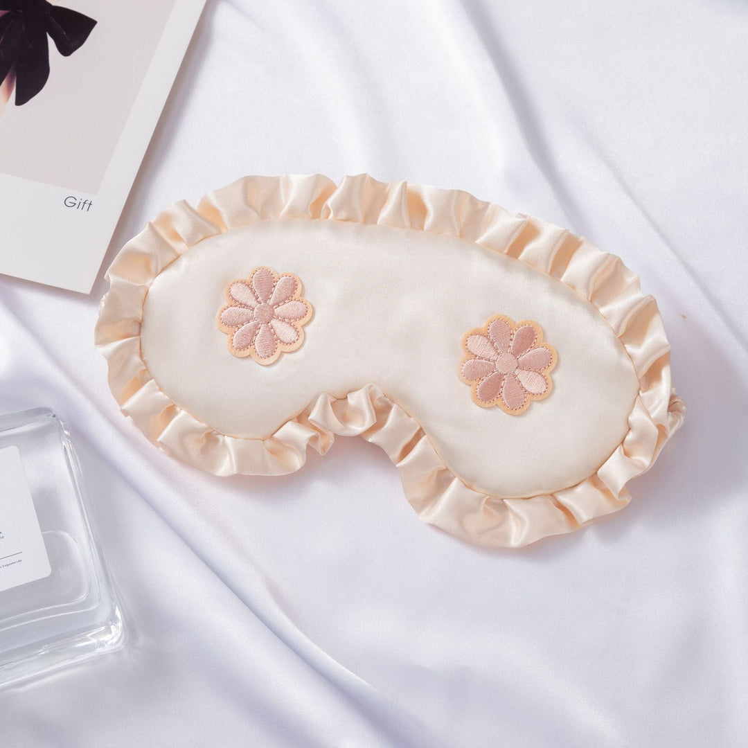 Women's embroidered satin sleep mask with gathered ruffled edge and soft padding Kalsten