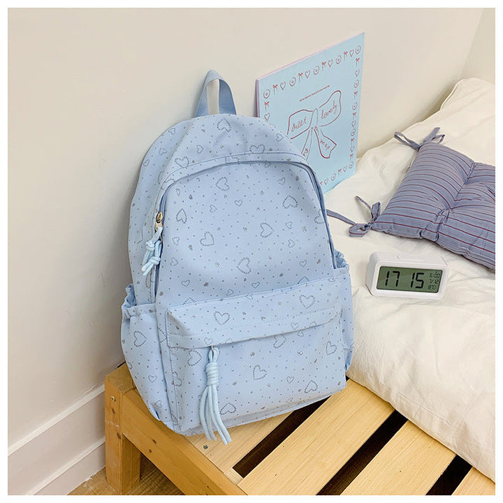Heart-Patterned Casual School Backpack