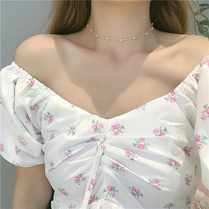 Delicate Pearl Accented Chain Necklace Kalsten