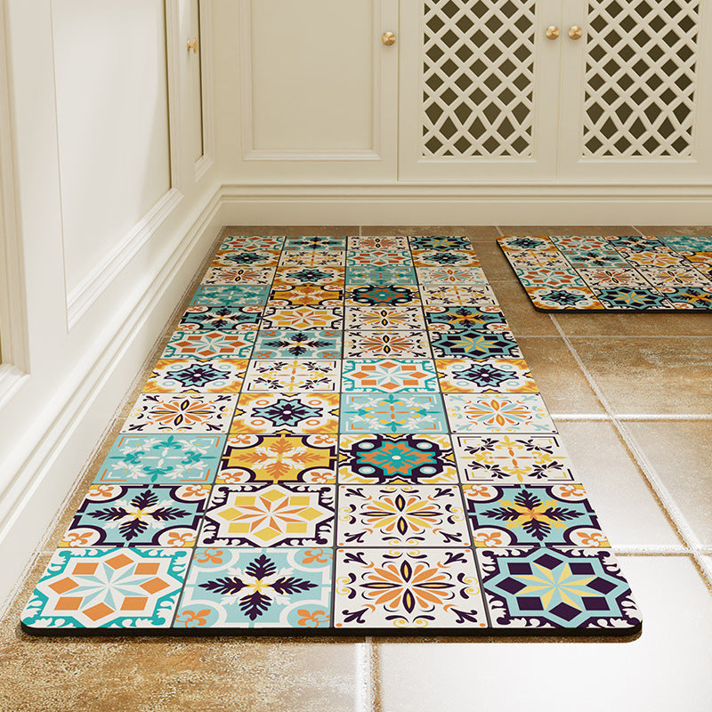 Vintage Tile Design Kitchen Runner Mat Kalsten