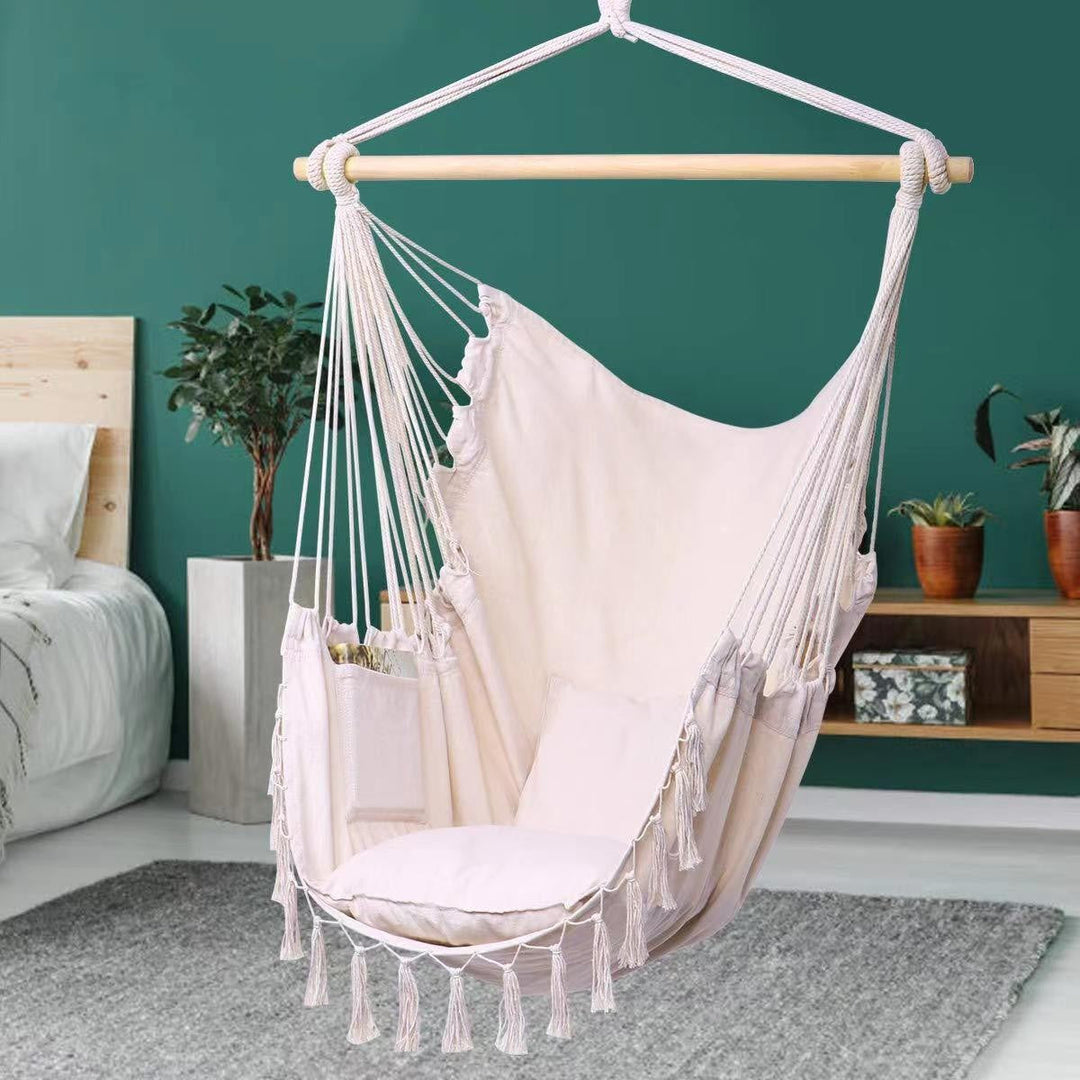 Hanging chair with pocket and cushion Kalsten
