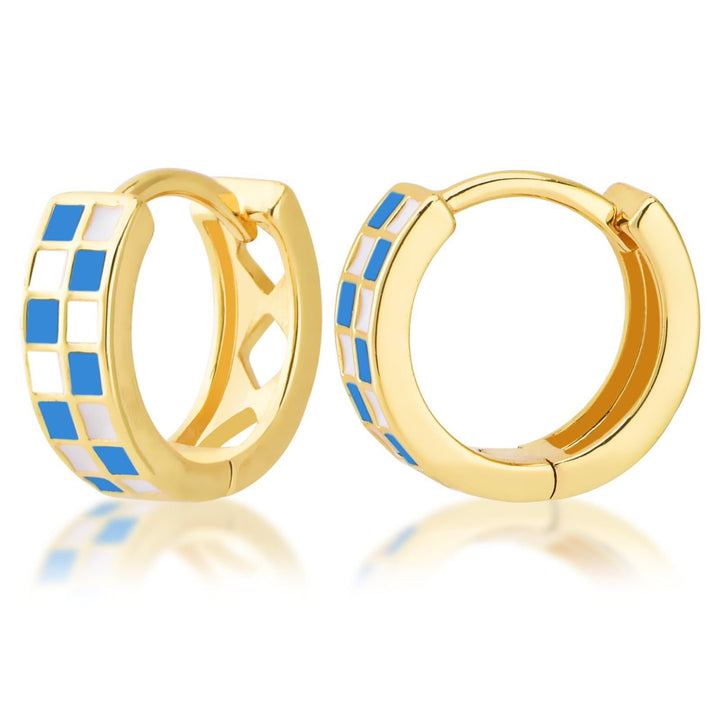 Modern Geometric Enamel Hoop Earrings Kalsten