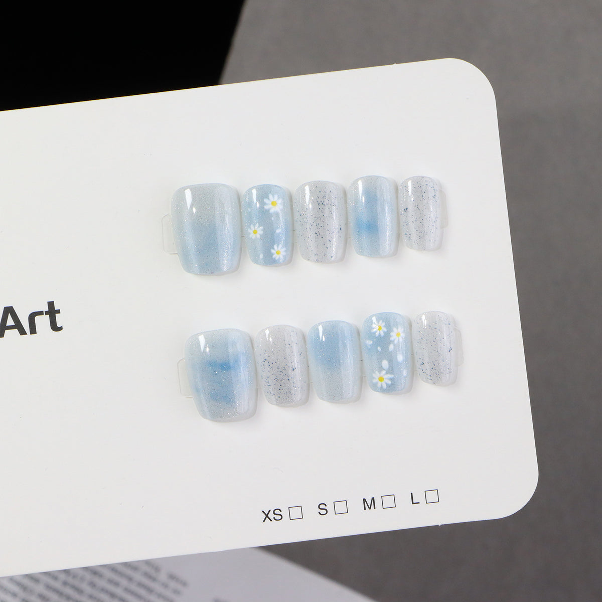 Artistic Press-On Nail Set with Floral Accents Acalora 1788497744
