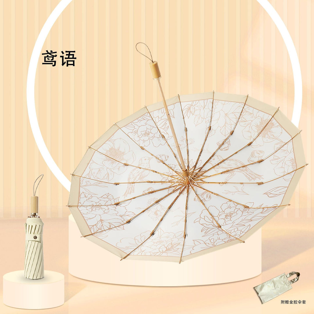 Women's Foldable UV Protection Umbrella with Floral Patterns Kalsten