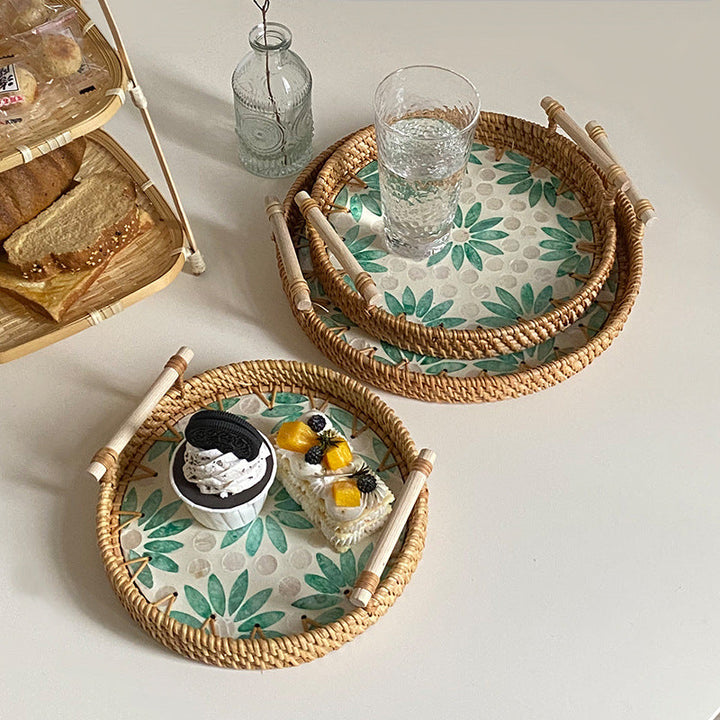 Ladies' cowhide serving basket with handwoven design Kalsten