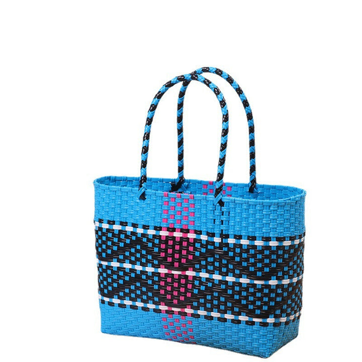 Handcrafted beach bag with colorful wave pattern Kalsten