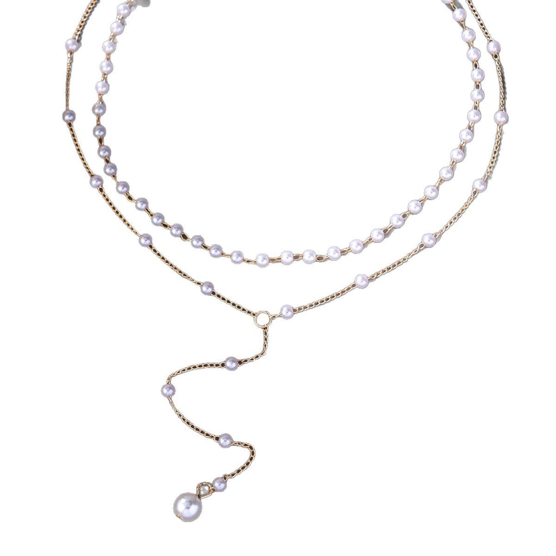 Layered Pearl Chain Necklace Kalsten