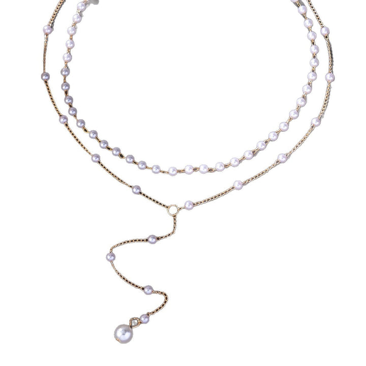 Layered Pearl Chain Necklace Kalsten