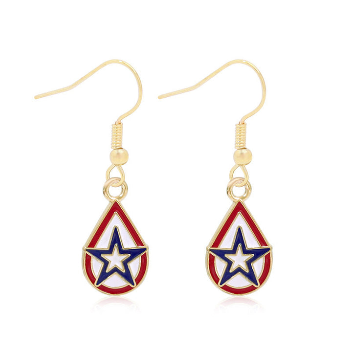Women's long multi-layer star drop earrings with crystal embellishments and rhodium-plated alloy Kalsten