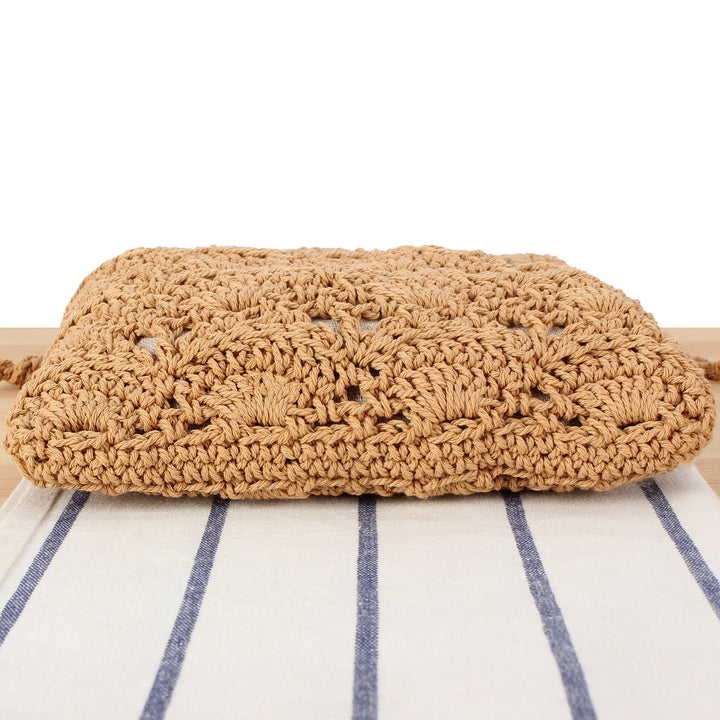 Handmade macrame shoulder bag with ruffled trim Kalsten