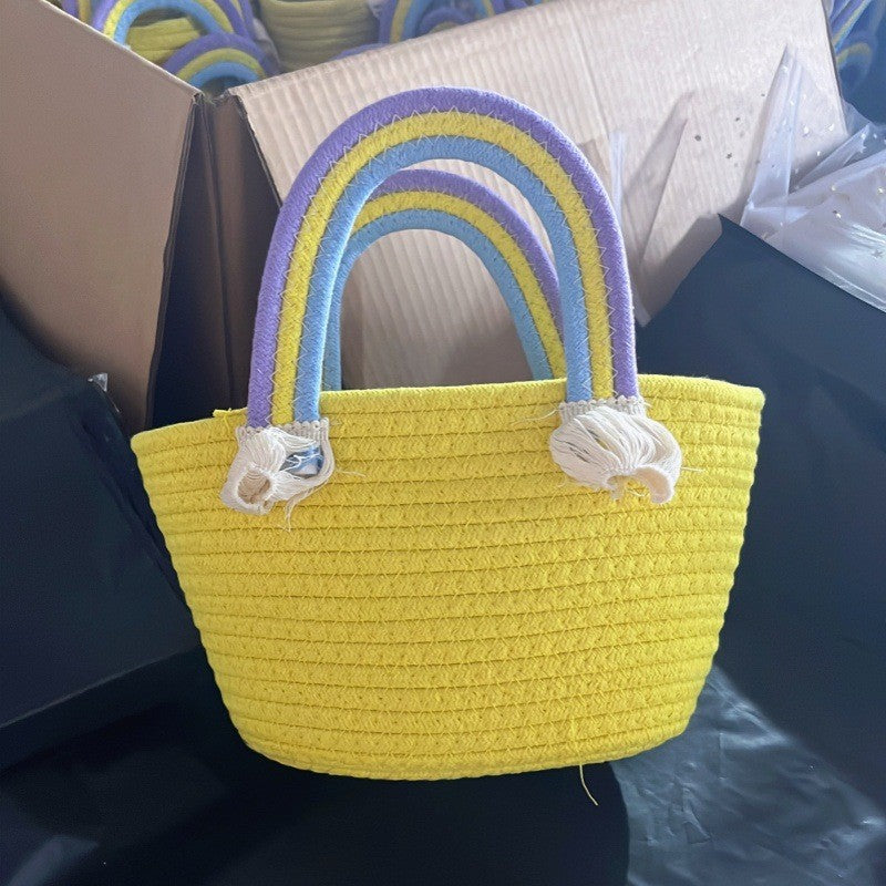 Women's handmade basket bag with color-coordinated handle accents Kalsten