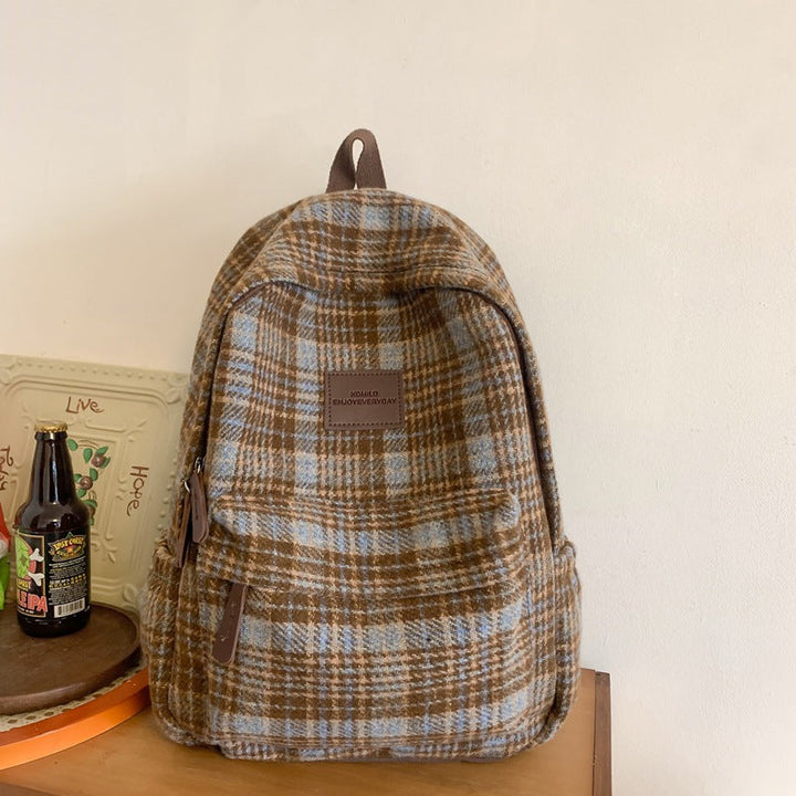 Functional Plaid School Backpack