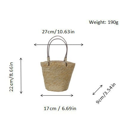 Handmade basket bag with leather handles Kalsten