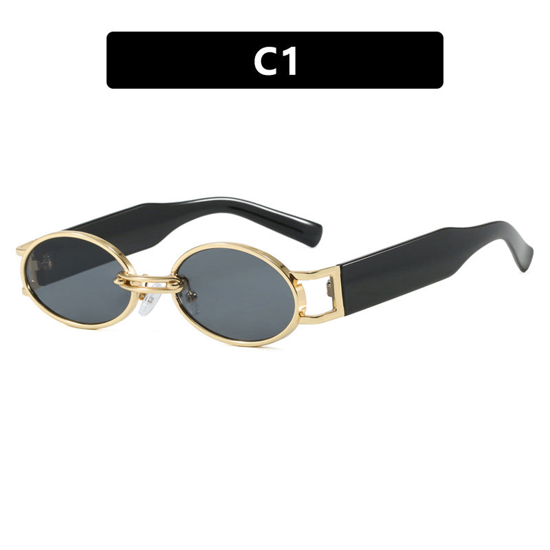 Women oval-shaped sunglasses with golden accents and stylish frame Kalsten